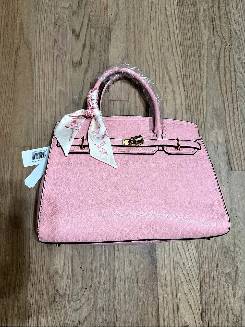NWT Pink Structured Satchel Handbag with Teddy Bear Keychain & Crossbody Strap
